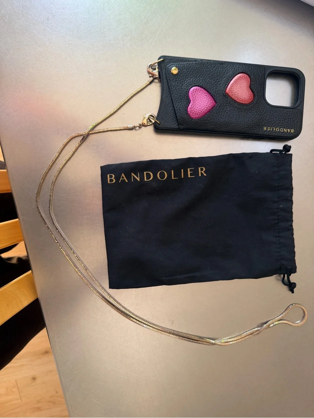 Bandolier Gia side slot Crossbody Iphone pro max 14 Phone Case with Gold Chain